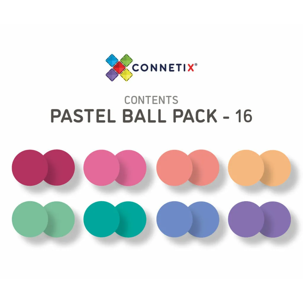 Connetix Pastello Lovers | Costruzioni Magnetiche | Biglie sostitutive per Tessere Magnetiche Traslucide Pastello - Set da 16 -