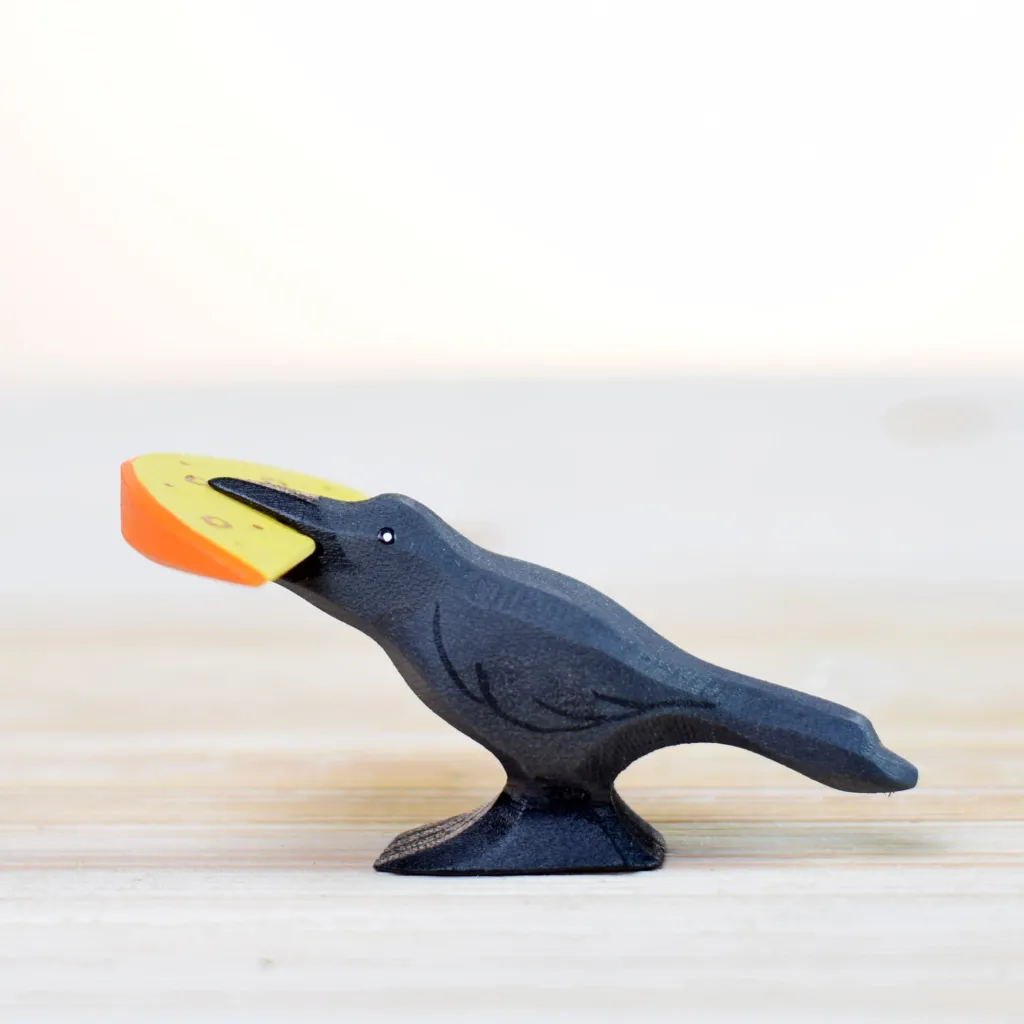 Bumbutoys Halloween | Animali In Legno | Corvo con formaggio Gioco in legno