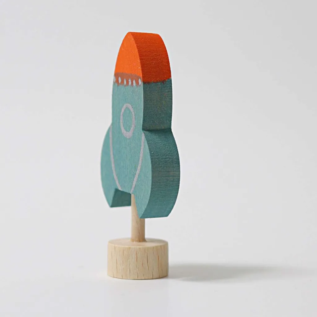 Grimm's Celebrations Figurine Decorative | Veicoli E Piste | Figurina decorativa in Legno, Razzo Spaziale - Grimm's