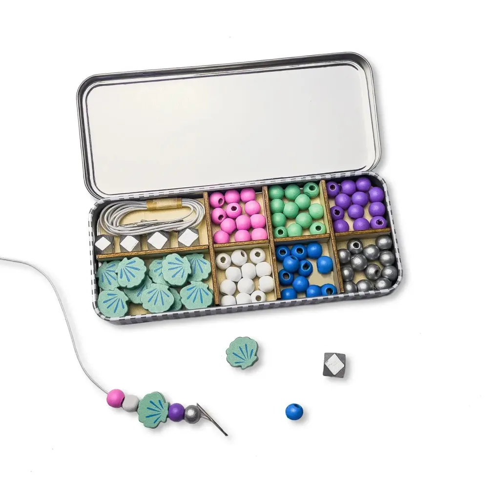 Cotton Twist Kit Creativi | Motricità Grossolana | Kit per Creare Braccialetti Scatola in Latta - Sirena -