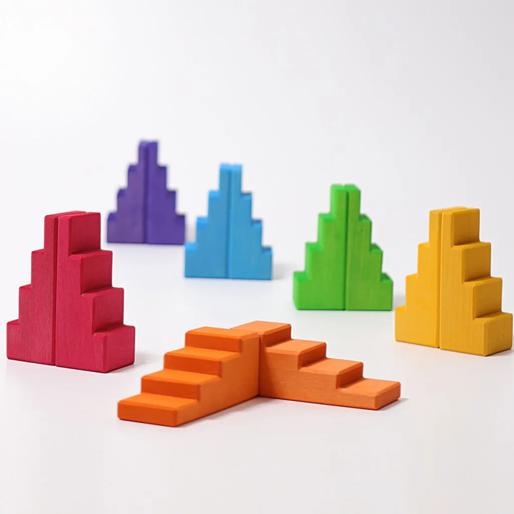 Grimm's Costruzioni In Legno | Rainbow Stepped Roofs Set Costruzione Tetti e Scale Arcobaleno