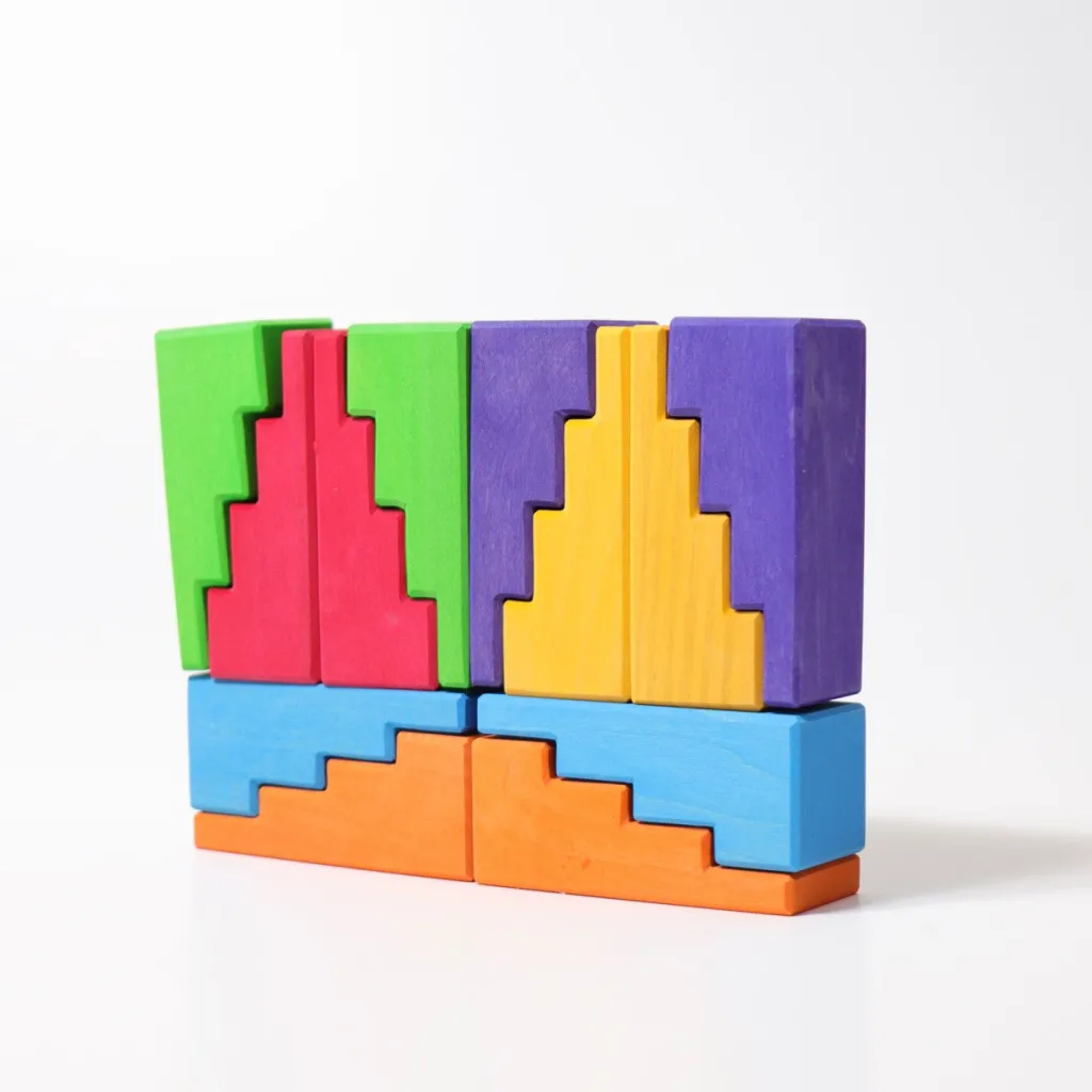 Grimm's Costruzioni In Legno | Rainbow Stepped Roofs Set Costruzione Tetti e Scale Arcobaleno