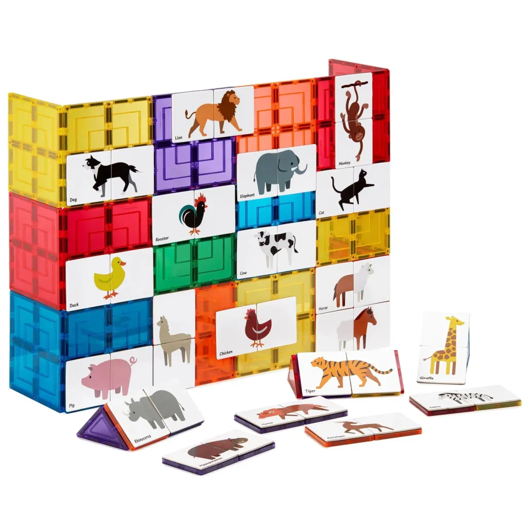 Learn and Grow Costruzioni Magnetiche | Set Gioco Animali in legno con base metallica per Tessere Magnetiche - 2 pezzi assortiti - SET SFUSO CALENDARIO DELL'AVVENTO