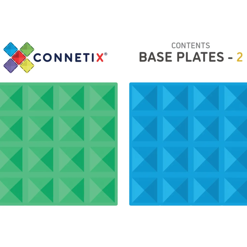Connetix Costruzioni Magnetiche | Tessere Magnetiche Traslucide - Set Basi blu e verde arcobaleno